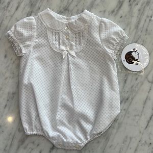 New Sarah Louise Baby Girls Sheer White Dot Bubble with Lace